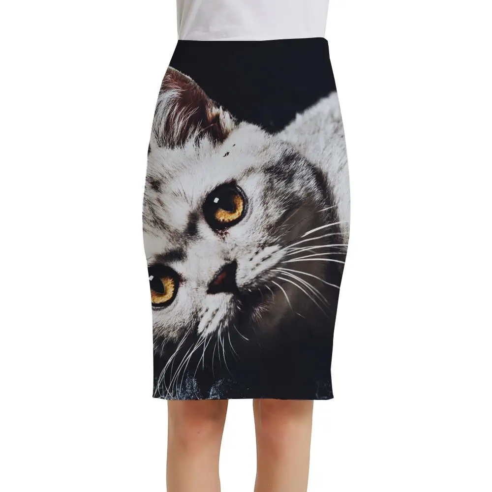 

KYKU Brand Cat Skirts Women Animal Pencil Cute Sundresses Harajuku Office 3d Skirt Ladies Skirts Womens Floral Anime Korean New