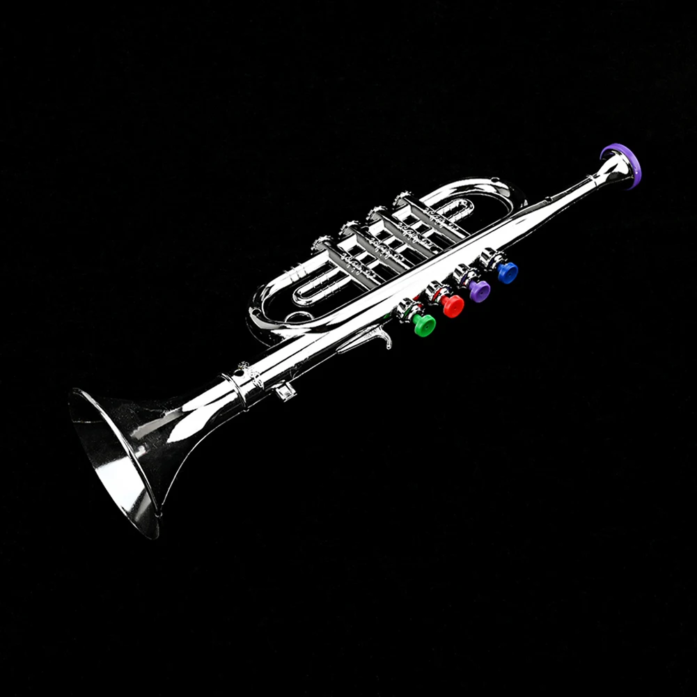 Kids Saxophone Trumpet Professional Trumpet Kids Musical Toy with 4 Colored Keys for Children Boy Girl Birthday Christmas Gift