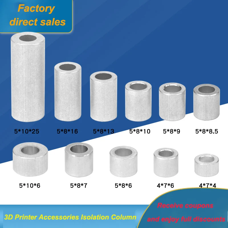 5 PCS M4 M5 CR10 Pulley Isolation Column Retainer For 3D Printer Isolation Column Aluminium Bearing Release Spacer Ring Column