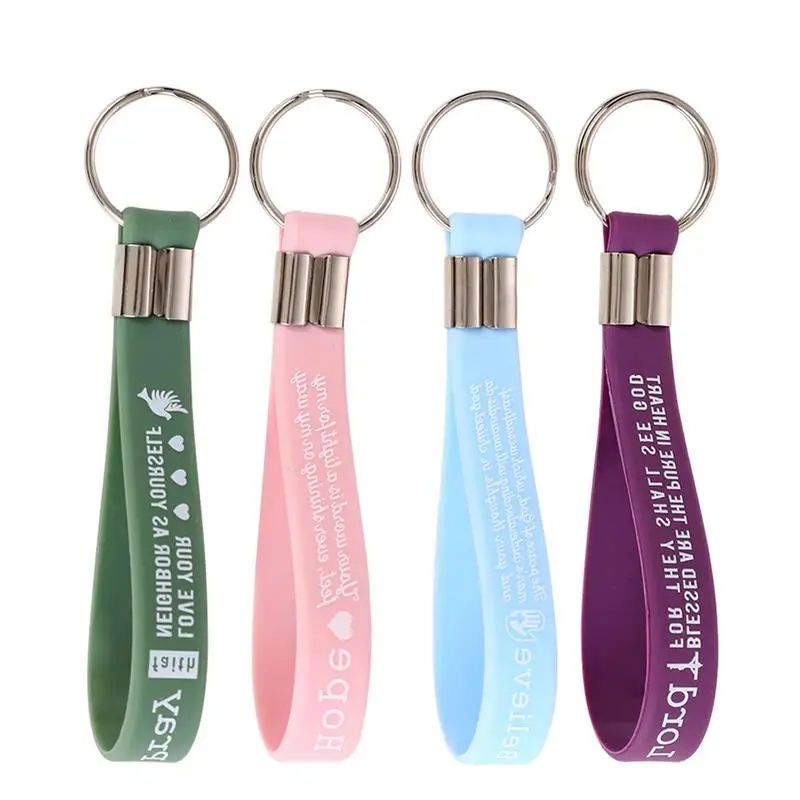 

Inspirational Christian Quote Keychains Christian Quote Key Chains Religious Bible Verse Keychains Silicone Key Rings With