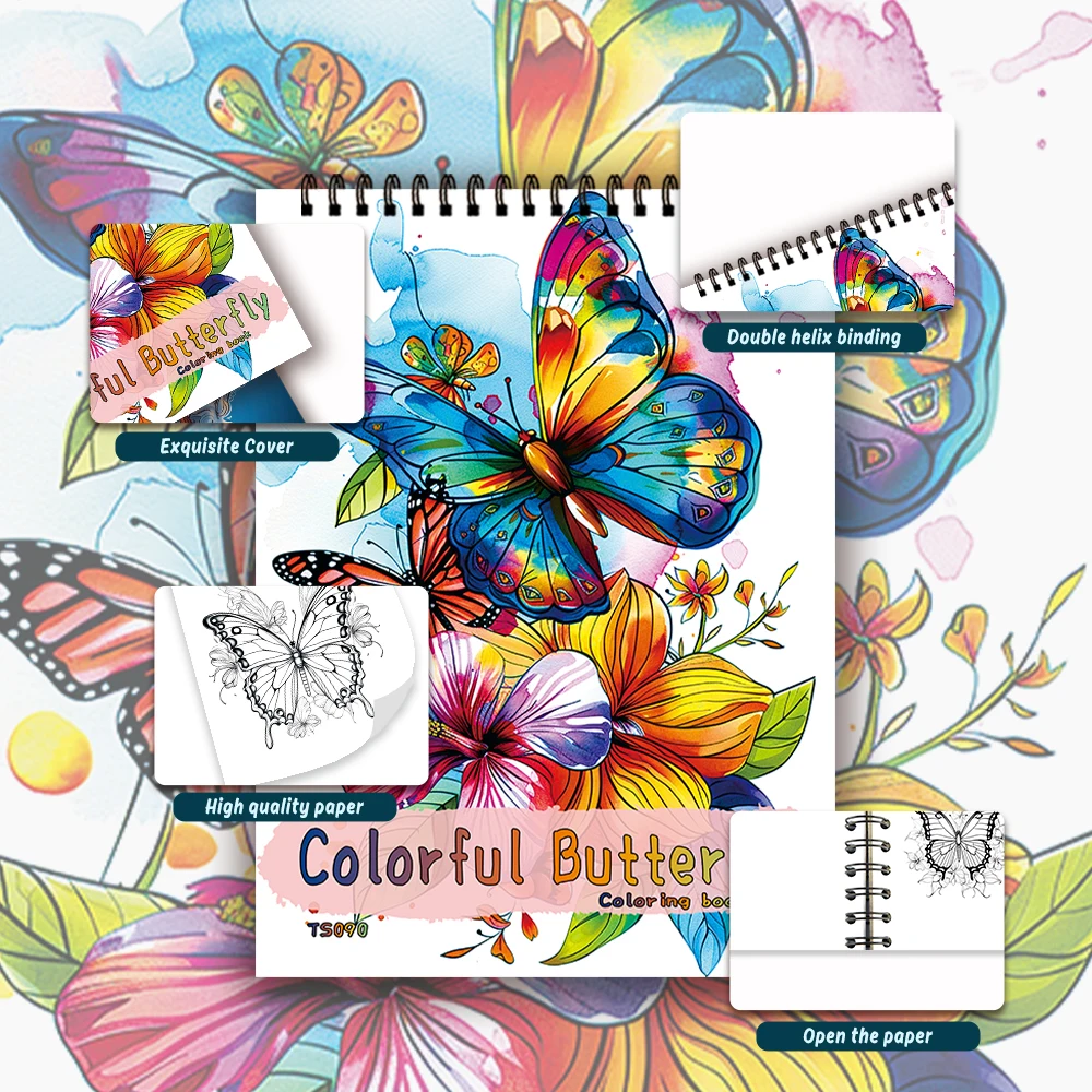 30 Sheets Adult Spiral Colouring Book, 11.2x 8.3 inches 100gsm Thick Paper, Perfect for Back to School Gifts, Halloween Gifts 4