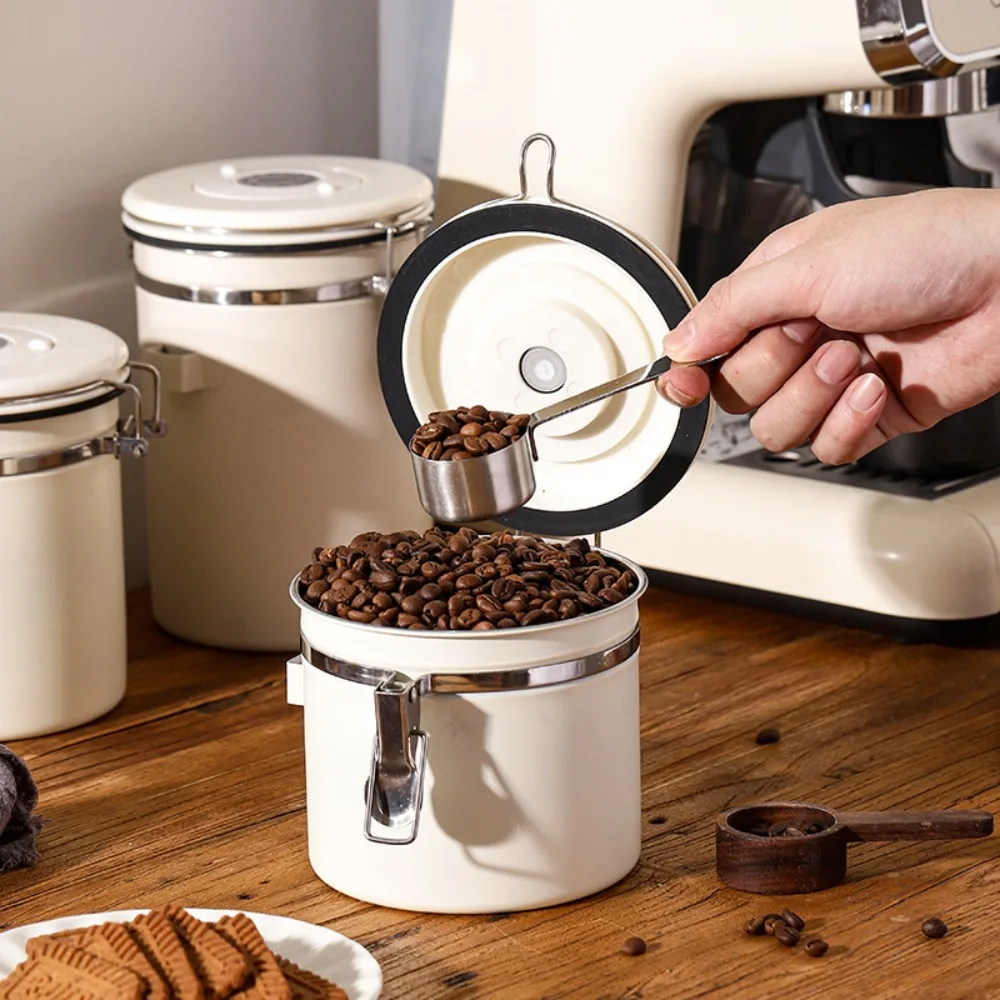Coffee Beans Vacuum Sealed Jug Stainless Steel Food Airtight Container for Kitchenware Portable Grain Storage Can for Kitchen