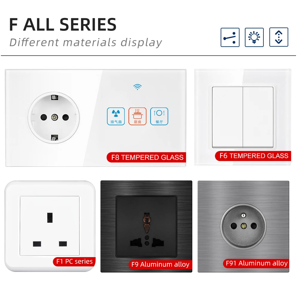 SRAN EU Socket With Usb c Module Accessories With Iron Plate And Iron Claw Suitable For SRAN F Series 82mm Panels