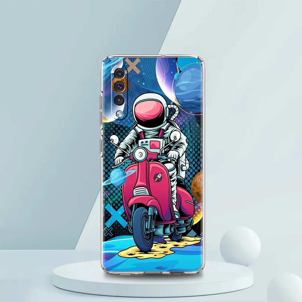 Cartoon Astronaut Space-Themed Transparent Phone Case Cover