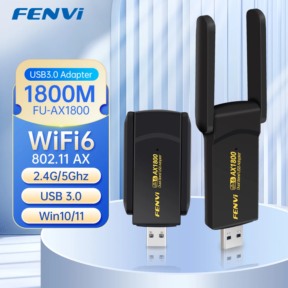 FENVI AX1800 WiFi 6 USB 어댑터 듀얼 밴드 2.4G/5Ghz 무선 WiFi 수신기 USB 3.0 동글 네트워크 Wi-Fi 카드 노트북용 Win10/11