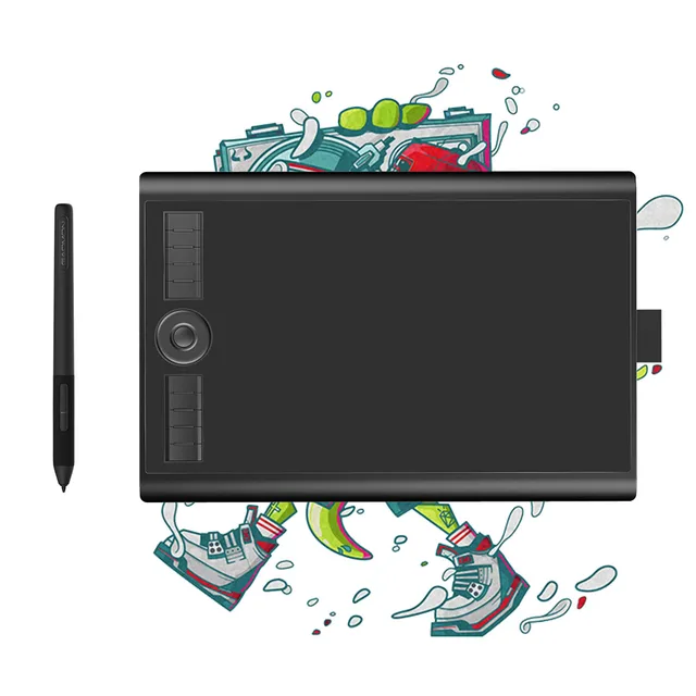 GAOMON M10K PRO Tilt&Radial Graphics Tablet 10x6.25'' Large Pen Drawing Tablet 10 Shortcut Keys Work with Mac, Windows & Android