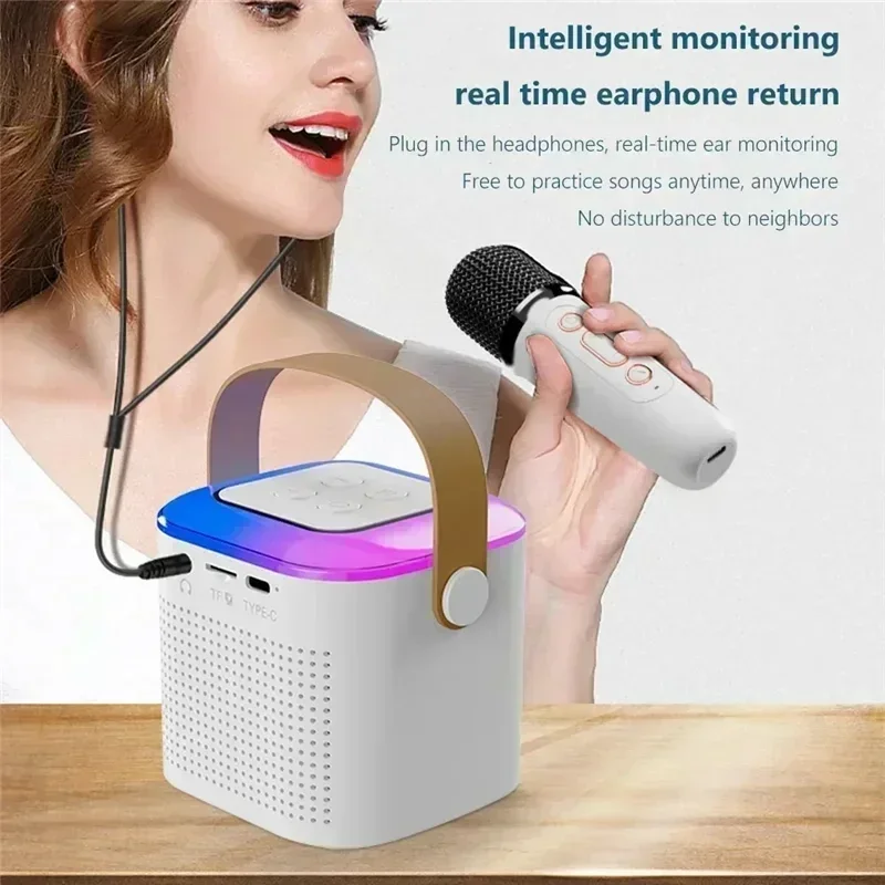 VIKEFON Y1 Wireless Dual Microphones Karaoke Machine KTV DSP System Bluetooth 5.3 PA Speaker HIFI Stereo Surround RGB LED Light bluetooth speaker
