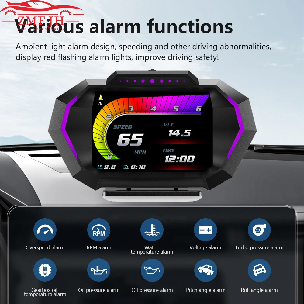 HD OBD + GPS ӵ ڵ  ÷, 10  ˶ , Ÿڹ,   Һ , P24 HUD