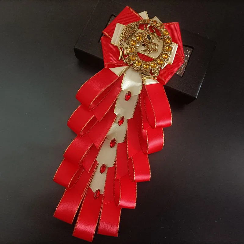 Luxuriöse Herrenfliege mit Strass-Drachenmotiv, originelles Design, handgefertigter Schmuck, High-End Business- und Hochzeitsanzug-Hemdkragen-Accessoire – Detail 15
