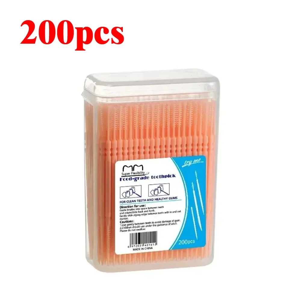 Toothpick Brush Boxed Plastic Toothpick Disposable Household Interdental Brush Teeth Picking Dental Floss 100/200/400/1000pcs