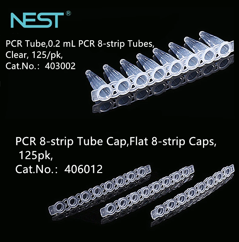 Nest Biotechnology 403002 0.2ml Pcr 8 Strips Tube Lab Fluorescence Quantitative PCR Tube Strip 125pcs