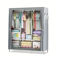 Armoire de rangement simple transfrontalière, anti-poussière, gain de place pour dortoir, garde-manteau simple et moderne pour chambre à coucher 3
