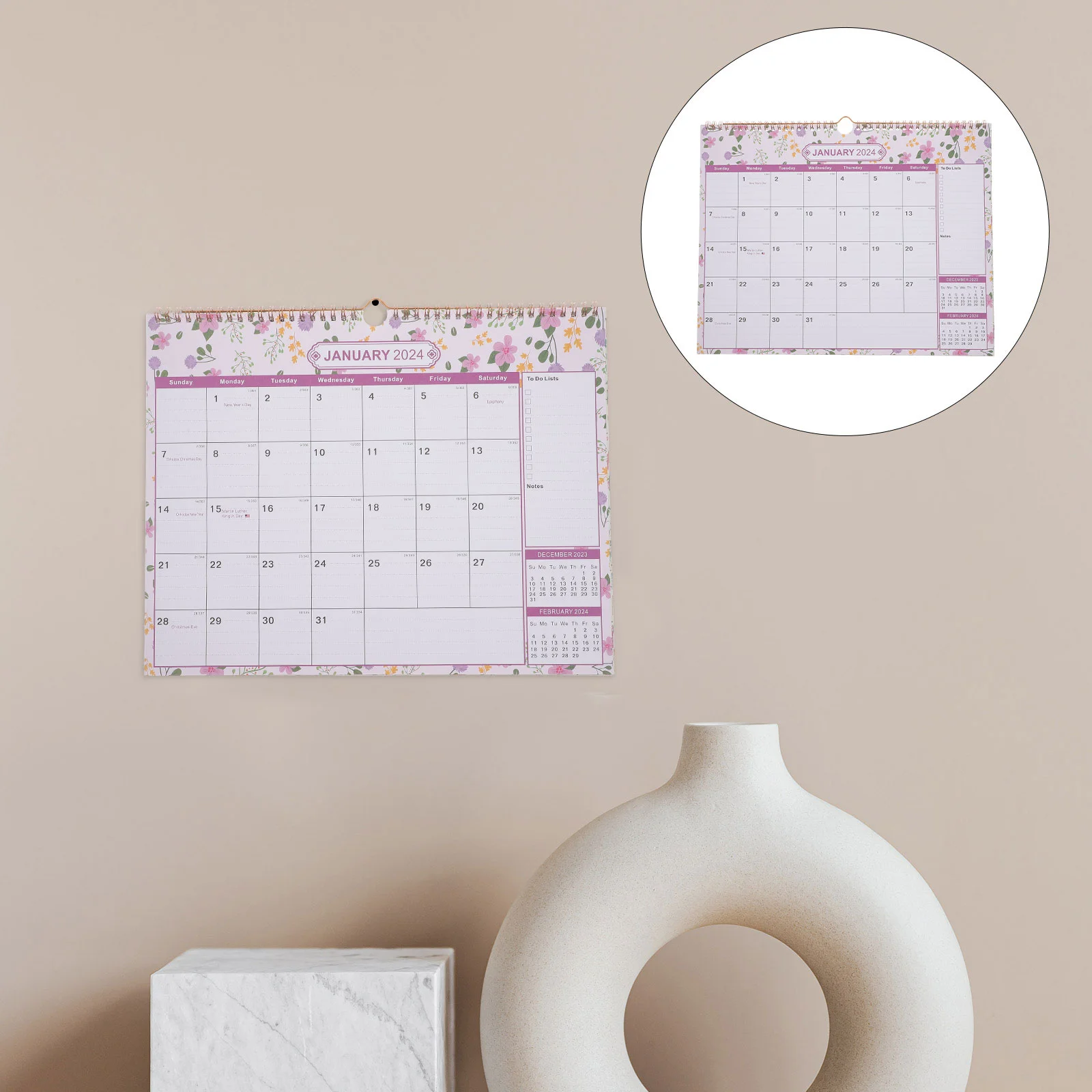 

Calendar Wall Monthly Hanging Planner Office Schedule Academic Paper Year Vertical Note Desk Planning Laminated