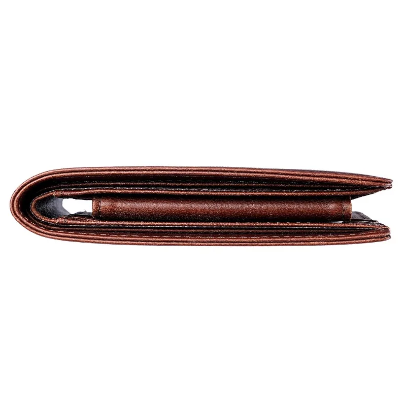 Nuovo Portafoglio da Uomo in Pelle Cerata con Clip Portasoldi Orizzontale, Stile Retrò in Pelle Bovina, Slot per Carte RFID Antifurto e Portamonete - immagine 5