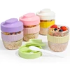 Breakfast Oatmeal Cereal Cup Portable Nut Yogurt Salad Cup with Spoon Overnight Oats Container for Students Adults Bento Box 1