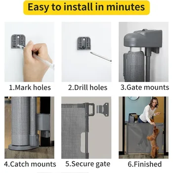 Retractable Baby Gate,Mesh Baby Gate or Mesh Dog Gate,33 2