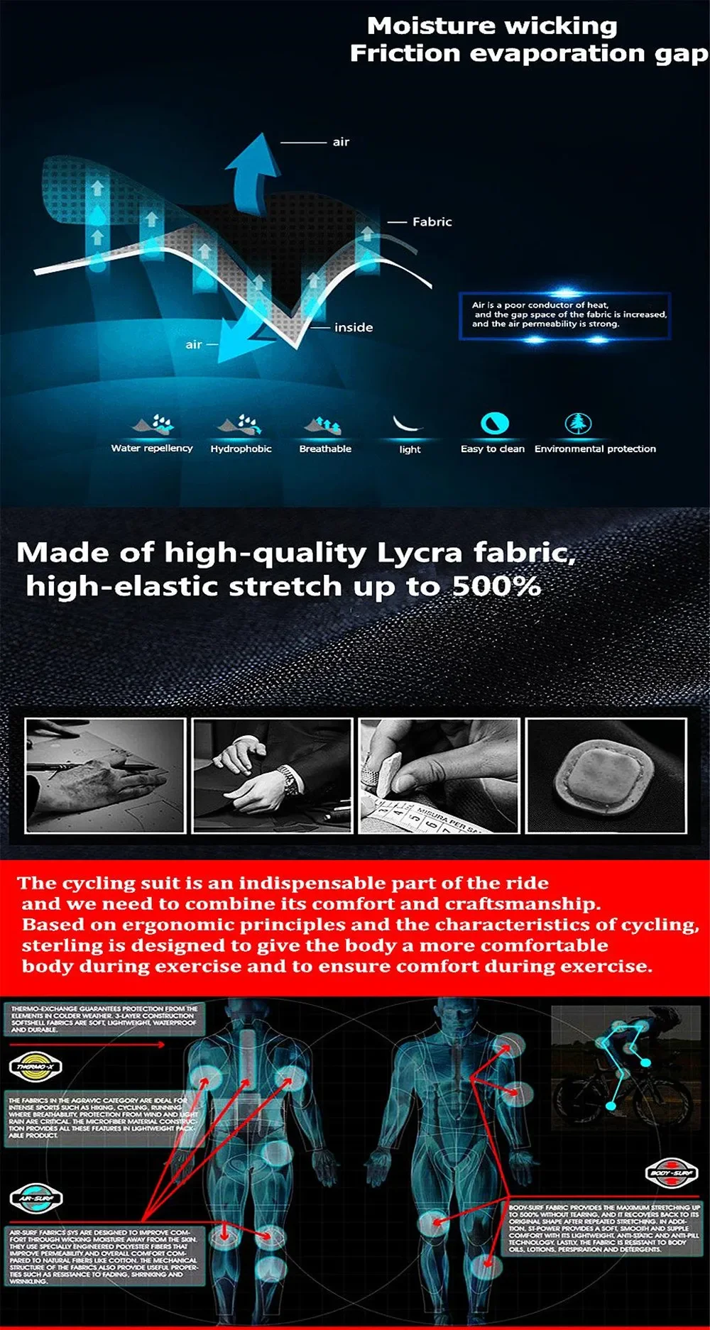 Description Picture 4 of item2025 GCN Team Cycling Jersey Set Summer Breathable Road Bicycle Suit Riding Uniform Bike MTB Clothing PRO Sports Cycling Kits