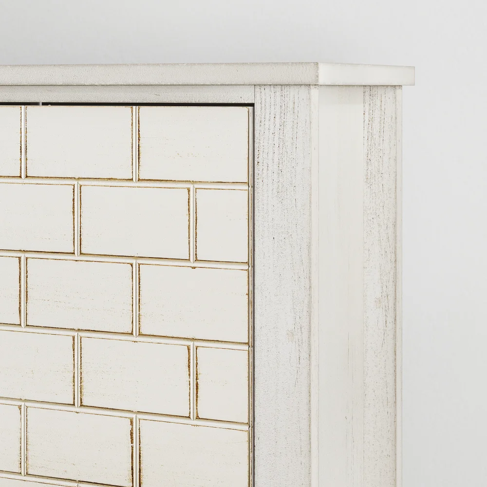Mid-Century Vintage Schuhschrank, Schuhschrank mit 2 Klappschubladen, geeignet für Flur und Eingangsbereich, Treppenecke – Detail 12