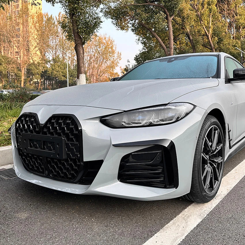 BMW 4 시리즈 G26 M 스포츠 2020-2024용 프론트 범퍼 에어 벤트 커버 트림 블랙/카본 파이버룩 흡기 프레임 스포일러 스플리터