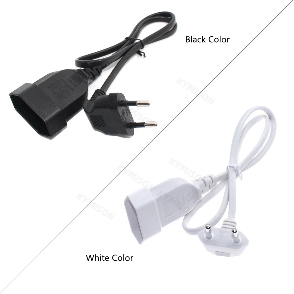 Europea 90 Degree Male Plug To Female Socket Power Extension Cable For PC Computer PDU 0.3m/0.6m/1.8m EU 2Prong Bend Angled Cord — view 3