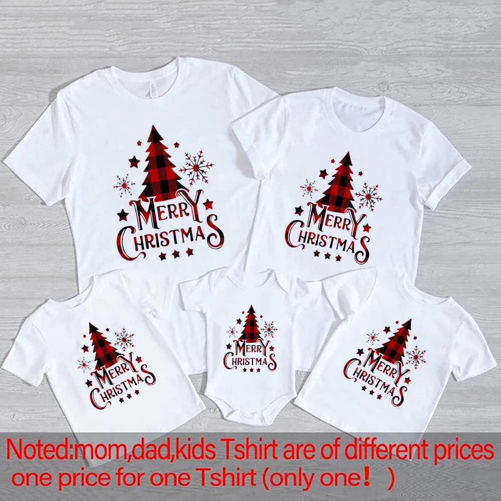 Family Christmas Matching Outfits Xmas Party Gifts Clothes Mother Father Daughter Son T-shirt + Baby Bodysuit Casual Family Look - 3