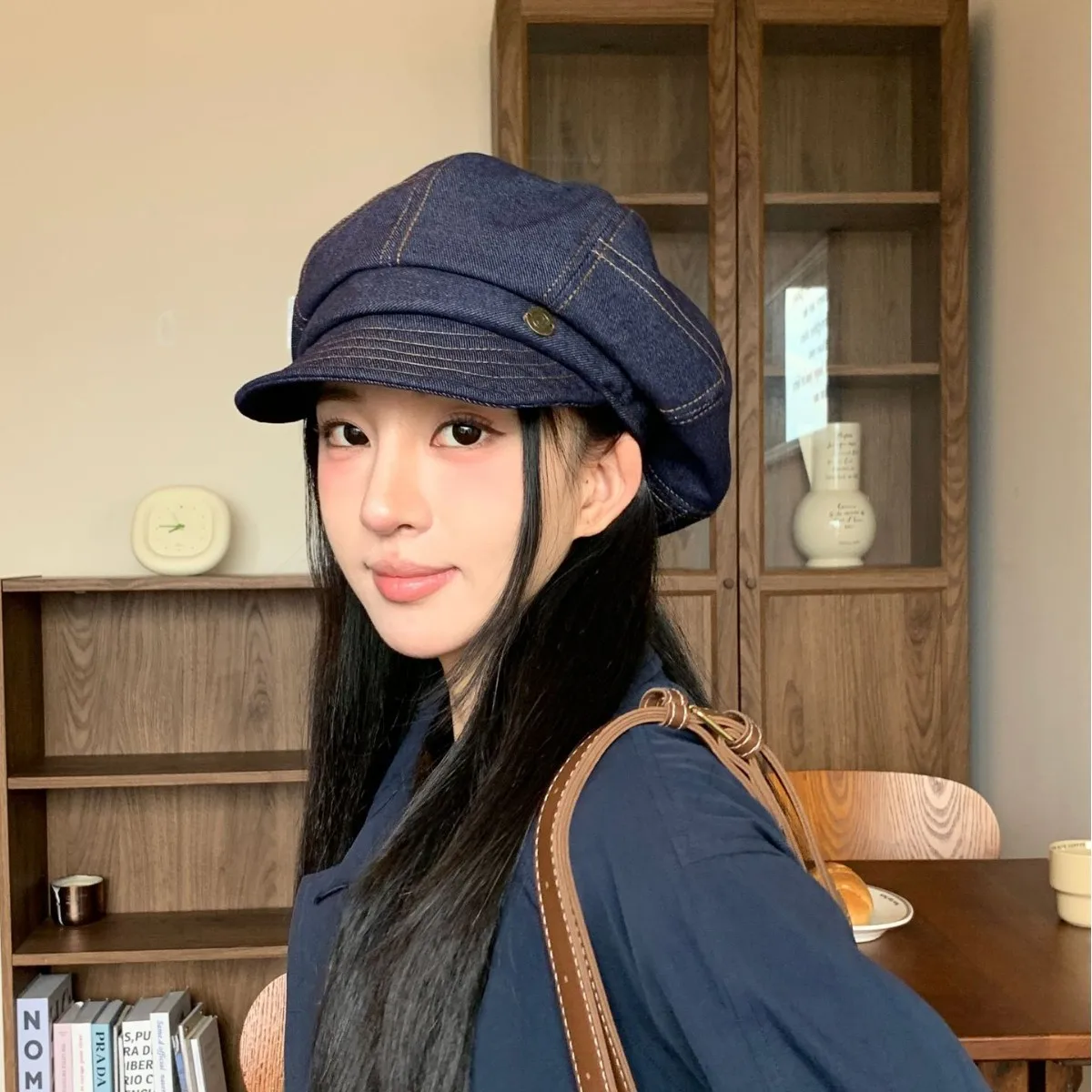 Women's Berets Korean Retro Casual Simple Versatile Fashionable Sweet Denim Berets Artistic High-quality Painter's Caps For Girl - 4