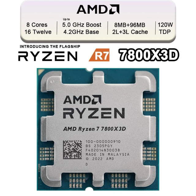 AMD Ryzen 7 7800X3D - Ryzen 7 7000 Series 8-Core Socket AM5 120W AMD Radeon  Graphics Desktop Processor - 100-100000910WOF 