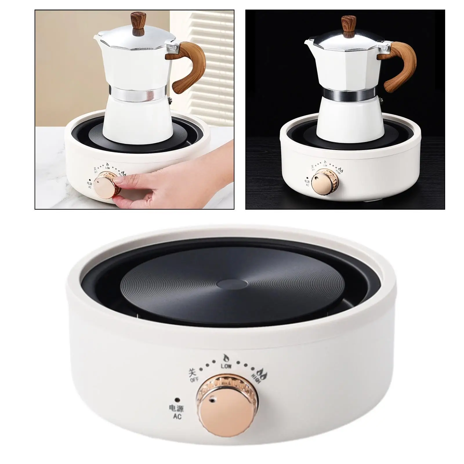 Electric Stove US Plug Compact Portable Temperature Control Ceramic Coffee Heater for Tea Rooms Offices Tea Party Picnic Car