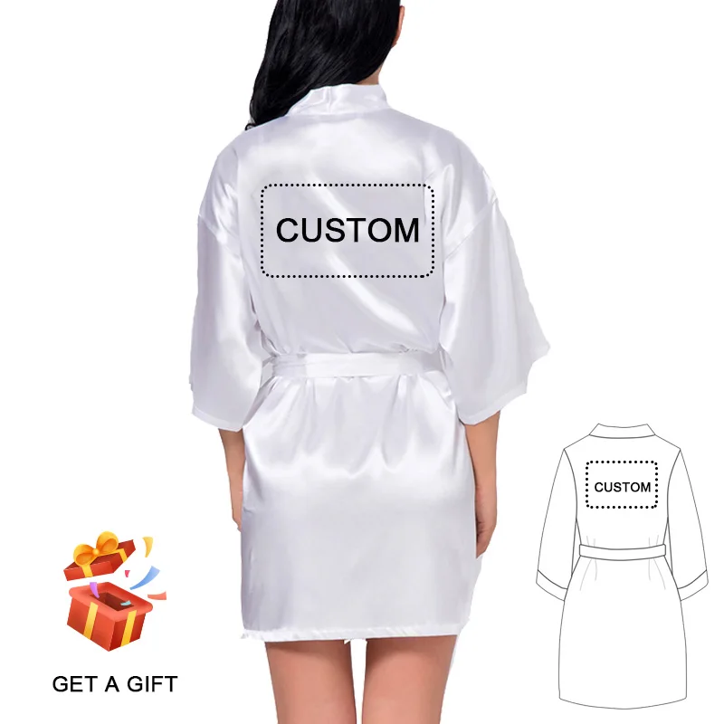 Peignoir de Mariage Personnalisé avec Nom, Kimono en Satin, Vêtements
