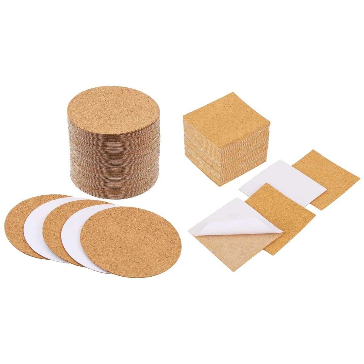 100 Pcs SelfAdhesive Cork Coasters Cork Mats Cork Backing Sheets60
