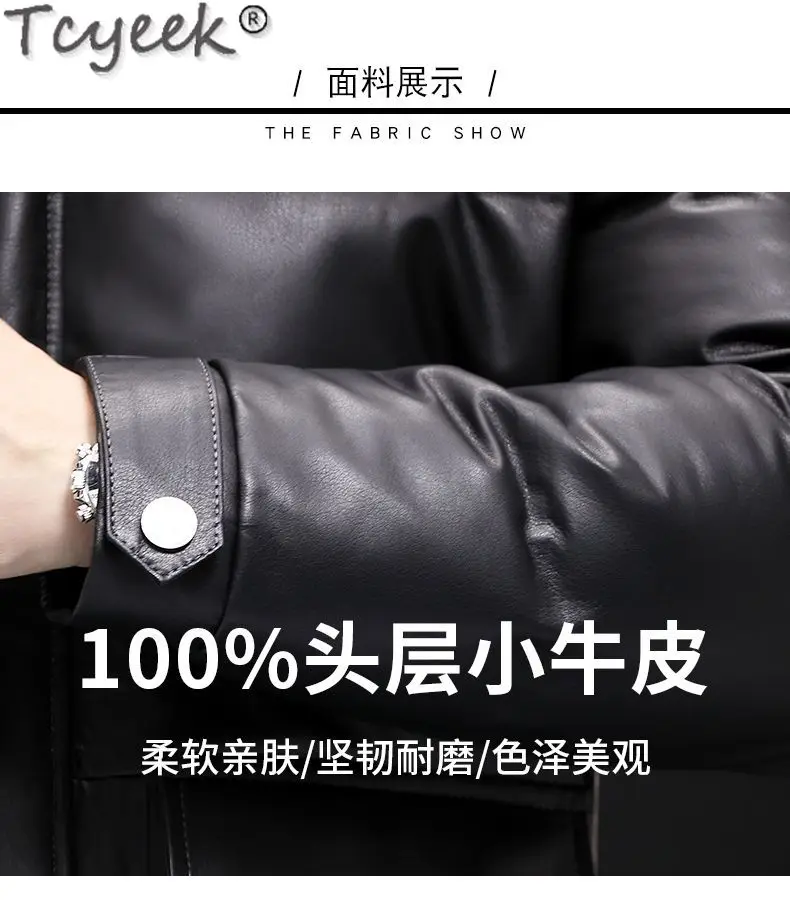 Description Picture 4 of itemTcyeek Genuine Leather Jacket Men 2023 New Real Cowhide Pure Leather Coats Thickened 90% White Duck Down Jackets Man Clothing