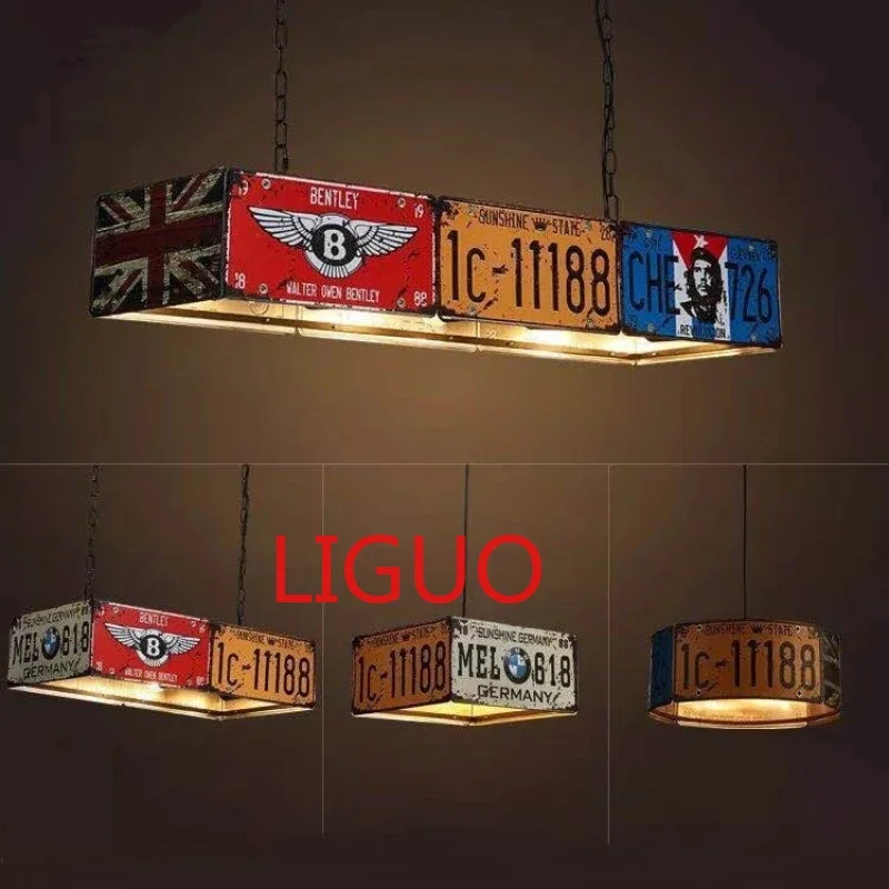 

LOFT License Plate Industrial Iron Pendant Lamp Light Vintage E27 Led Hanglamp For Dinning Room Kitchen Bar Luminaire Home Decor