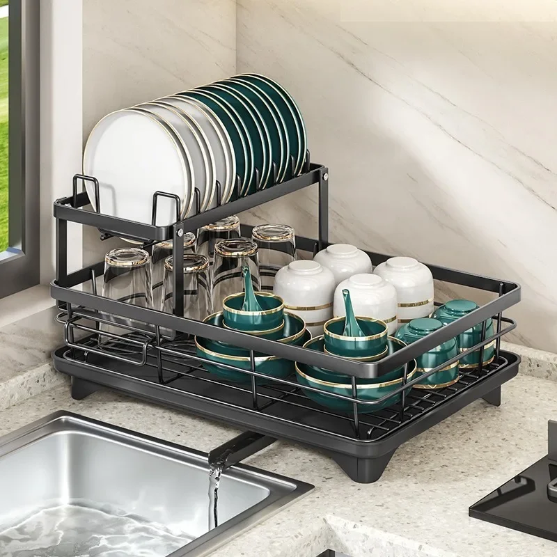 NEW Kitchen Plate Storage Box with Drainboard Above Sink