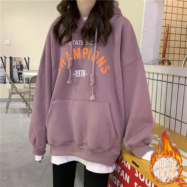 

Women's Loose Coat 2022 Autumn Winter New Korean Alphabet Printing Students' Versatile Loose Top Coat Women QEP5