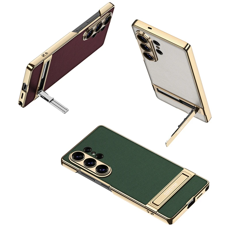 Luxury Electroplated Leather Ultra-Thin Phone Case with Stand and Pen Holder