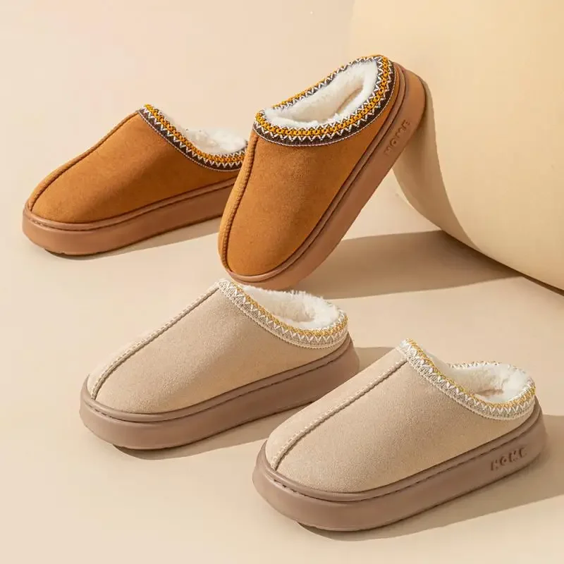 Platform Fluffy Slippers Women House Flats Fashion Plush Winter Designer Shoes Ladies Home Elegant Casual Footwear Large Size 2