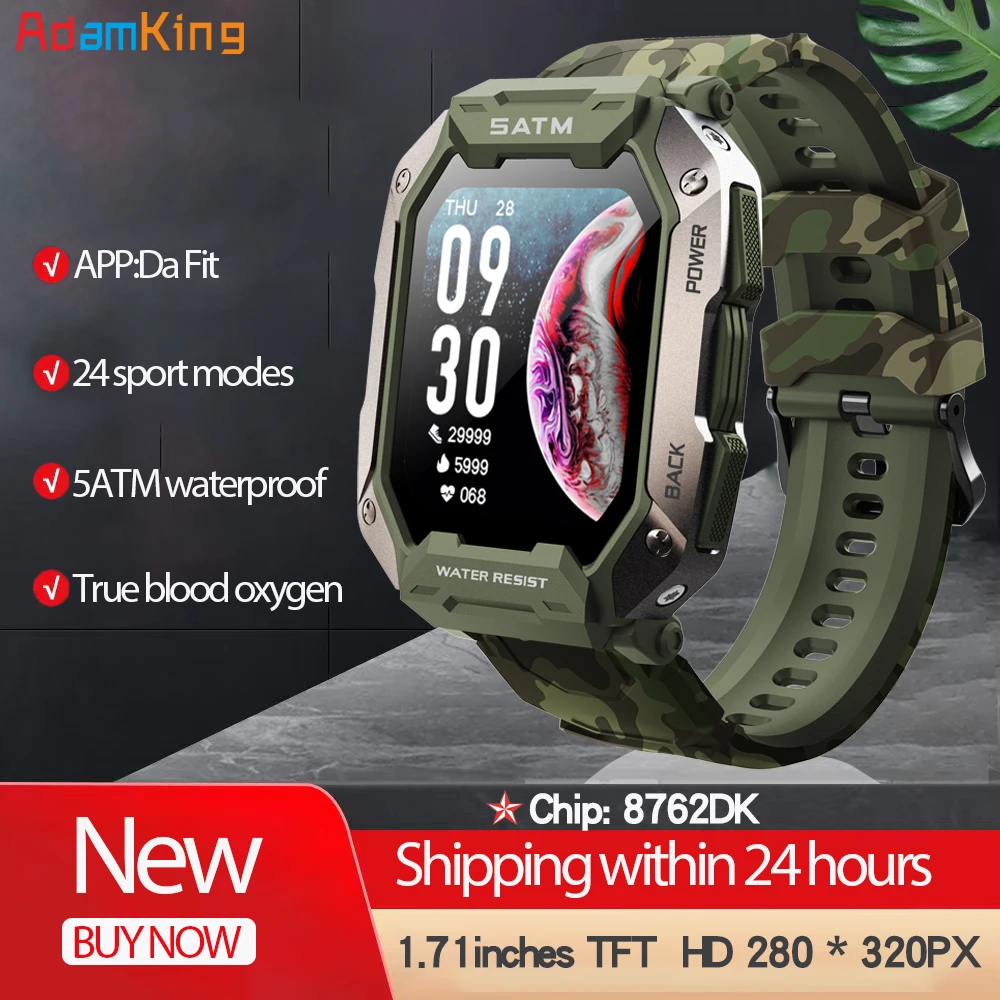 

2024 New 1.7" Men Outdoor 24 Sport Modes ​Smart Watch 5ATM Waterproof Wristwatch True Blood Oxygen Heart Rate Testing Smartwatch