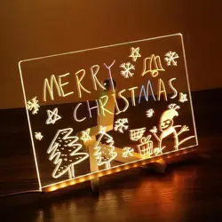 LED Lamp Acrylic Message Note Board Erasable USB Children Drawing Board Bedroom Night Light Birthday Kids Gift