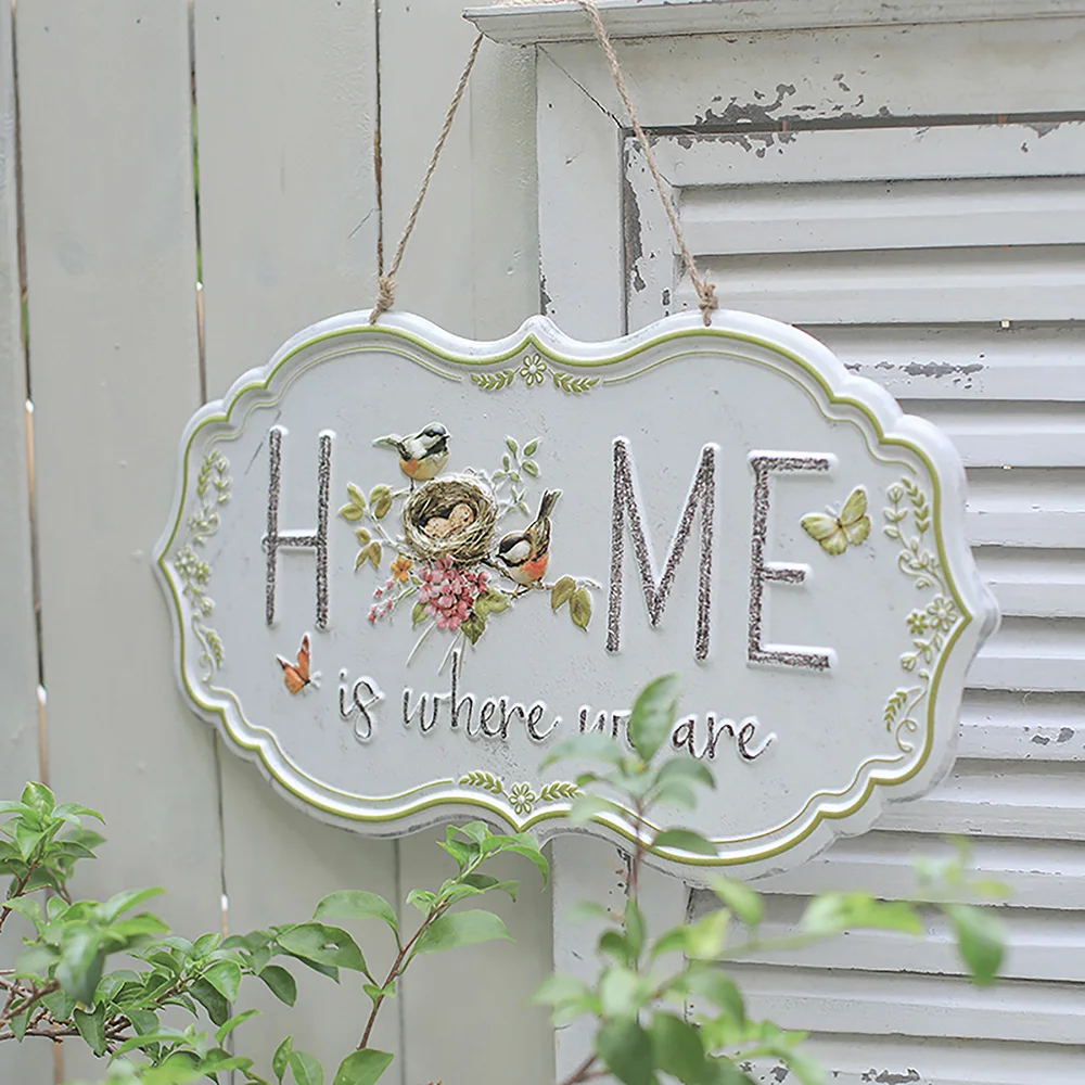 Welcome Home Front Door Welcome Sign 3D Embossed Rectangular Metal Sign Hanging Sign, Portico, Outdoor Home Decoration