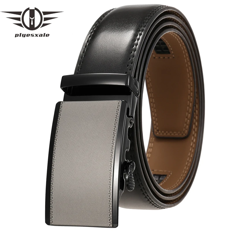 

Luxury Mens Real Cow Leather Belts 35mm Width Metal Automatic Buckle Formal Style Male Tan Brown Black Business Waistband G945