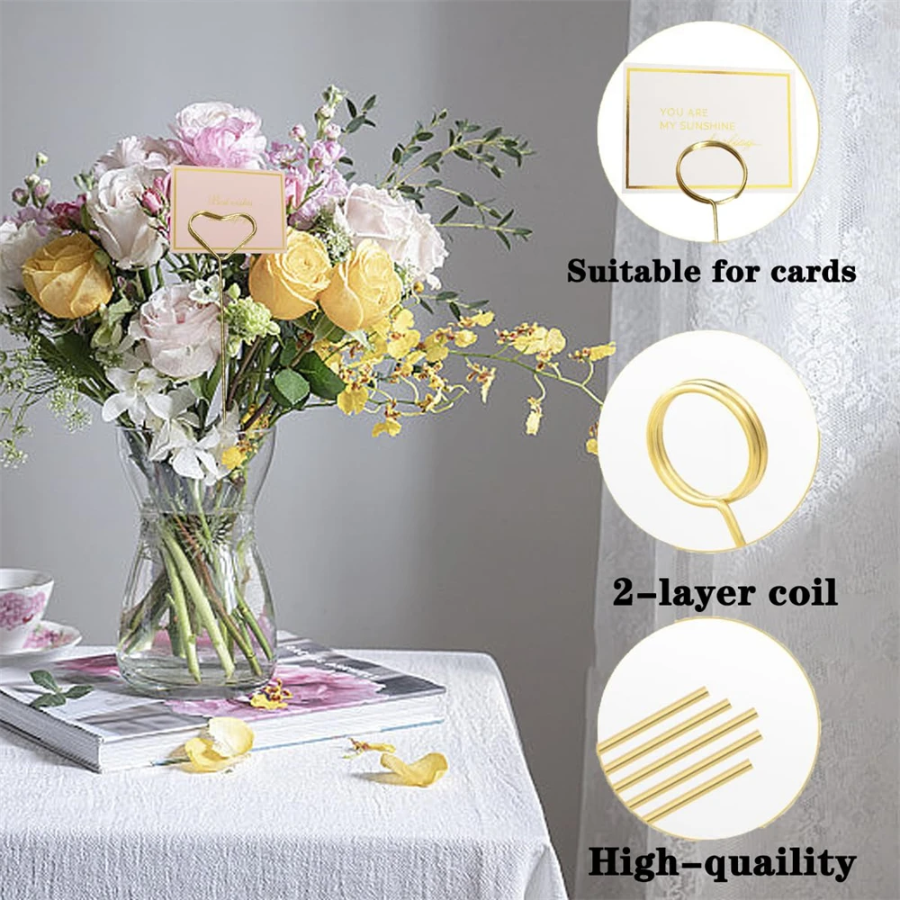 Floral Card Holder Metal Wire Holder Photo Stick Clip 40Pcs for Wedding Party Decorations floral card holders
