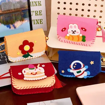 Felt Handmade Bag Making Kit Children Cartoon Crossbody Bag DIY Animal Flower Handbags Toy Crafts Art Sewing Toy Craft Decor 1