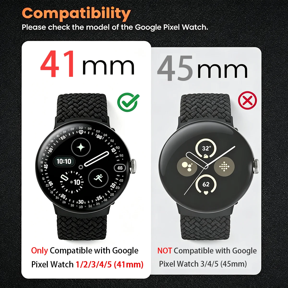 Soft Nylon Sport Bracelet for Google Pixel Watch - Unisex 41mm Strap