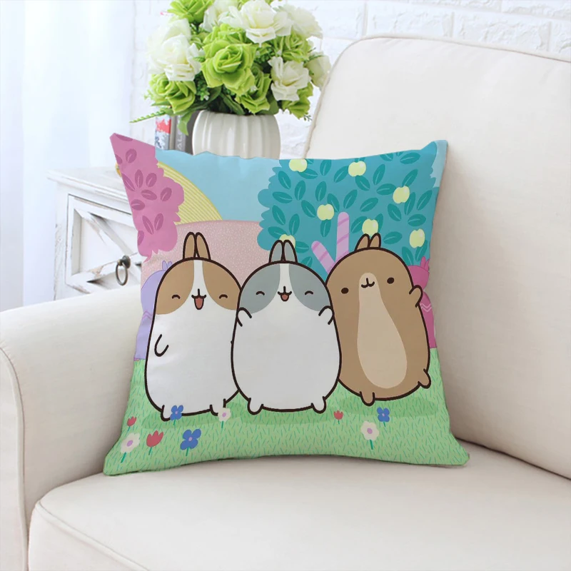 

Sofa cushion cover cute M-Molangs double-sided printed short plush pillowcase chair cushion bedside backrest custom gift 45x45cm