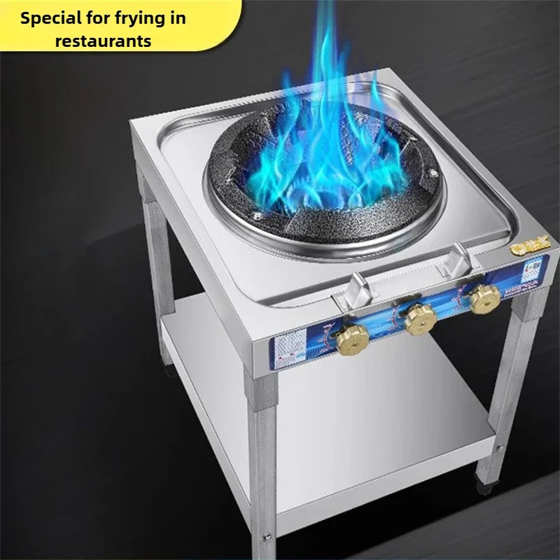 Stainless Steel Deep Sink Gas Cooktop Liquefied Gas Range with Flameout Protection Restaurant Fierce Fire Stove with Pot Rack 4