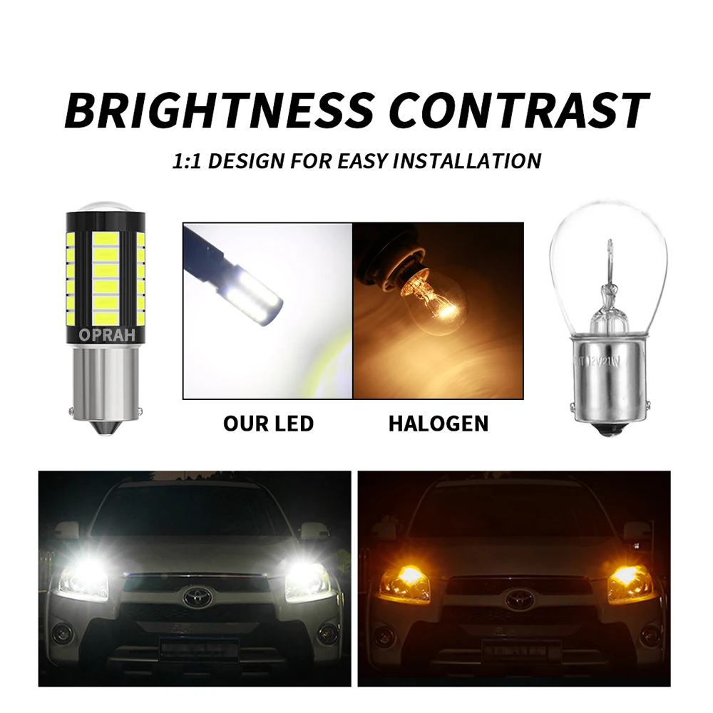 ڵ Ʈ  ȣ  DRL   LED , 12V, 24V, 1156, BAU15S, 1157, BAY15D, T20, 7440, 7443 ĵ, 33 x 5630SMD, 10 
