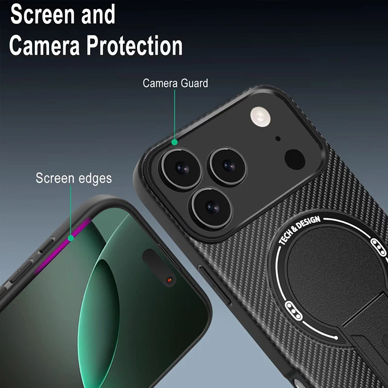 Sleek Wireless Charging Invisible Stand Phone Case - Anti-Drop & Shock-Absorbing Protection