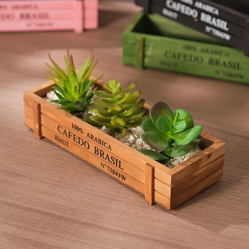 Rustic Vintage Wooden Flowerpot for Home and Garden Decor
