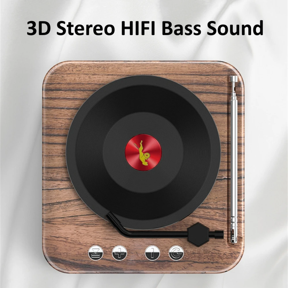 Bluetooth Speaker Retro Vinyl Wireless Speakers Turntable Record Player 3D Stereo HIFI Bass Bluetooth Speaker With FM Radio TF Card Slot U Disk
