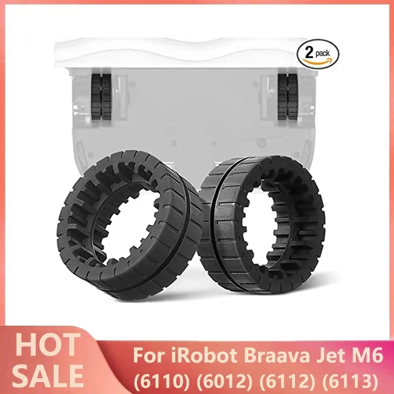

2 Pack Non-Slip for IRobot Braava Jet M6 6110 6012 6112 6113 Vacuum Cleaner Connected Robot Replacement Wheel Tires Spare Parts